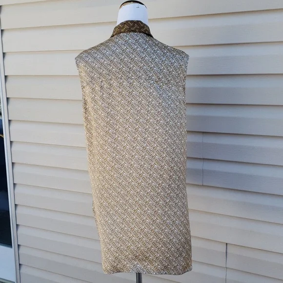 BURBERRY TB MONOGRAM 100% SILK OVERSIZED SHIRT BLOUSE TOP - Picture 9 of 13